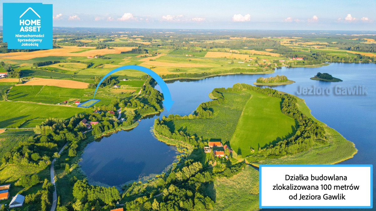 Działka nad jeziorem Gawlik w Grądzkim – 2377 m² z dostępem do wody Grądzkie  2 377m2 Foto 1