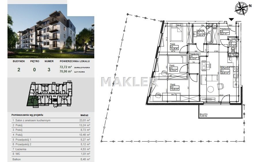 Mieszkanie czteropokojowe  na sprzedaż Bydgoszcz, Szwederowo  71m2 Foto 4