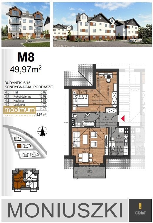 Mieszkanie dwupokojowe na sprzedaż Biłgoraj  50m2 Foto 9