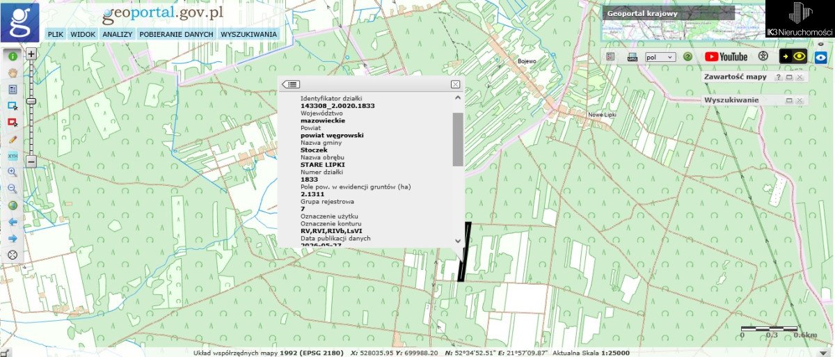 Działka 2,13ha w Stare Lipki – szer. 35m, 30 zł/ha Stare Lipki  21 311m2 Foto 1