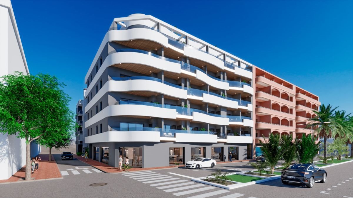 Nowoczesny apartament 3 pok. z tarasem i basenem na dachu Hiszpania, Torrevieja, Avda. de las Habaneras  53m2 Foto 1