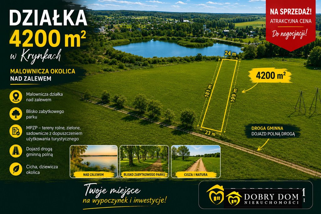 Na sprzedaż malownicza działka 42 arów nad zalewem w Krynkach Krynki  4 200m2 Foto 1