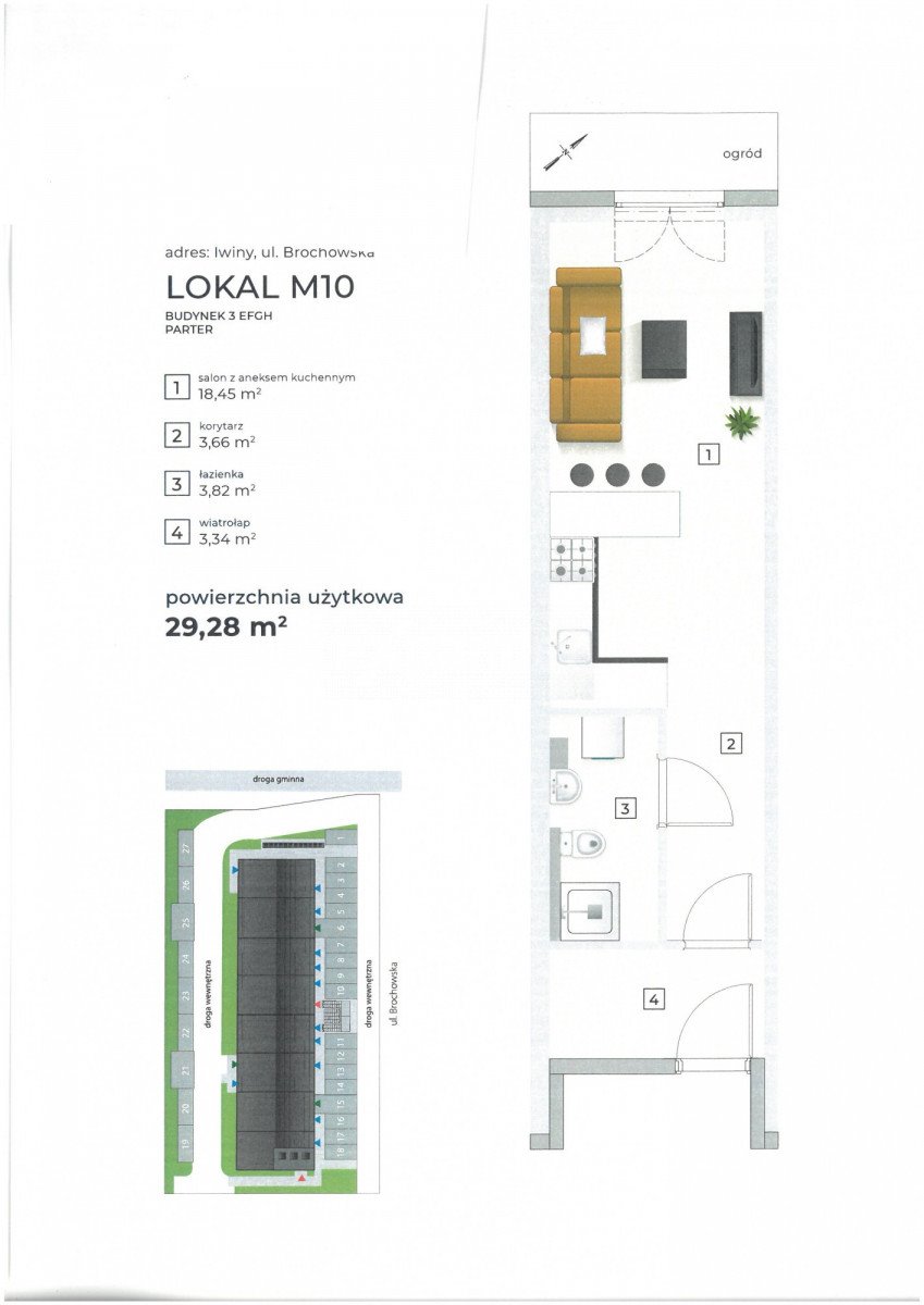 Kawalerka na sprzedaż Iwiny, Brochowska  29m2 Foto 3