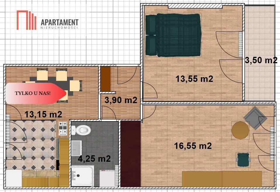 Mieszkanie dwupokojowe na sprzedaż Kawcze  90m2 Foto 8