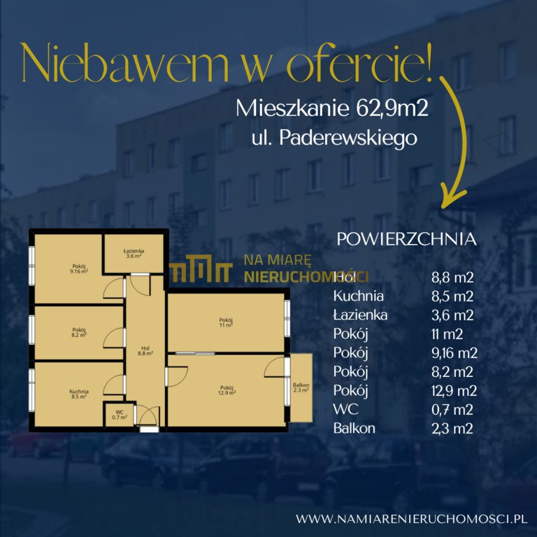 Mieszkanie czteropokojowe  na sprzedaż Rzeszów, Ignacego Paderewskiego  63m2 Foto 1