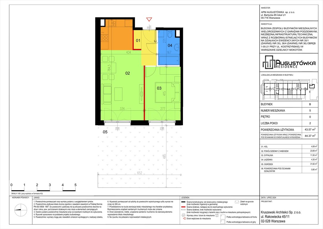 Nowoczesne 2-pokojowe mieszkanie 43,57 m2 w osiedlu Augustówka Warszawa, Mokotów, Dolny Mokotów, Kostrzyńska  44m2 Foto 1