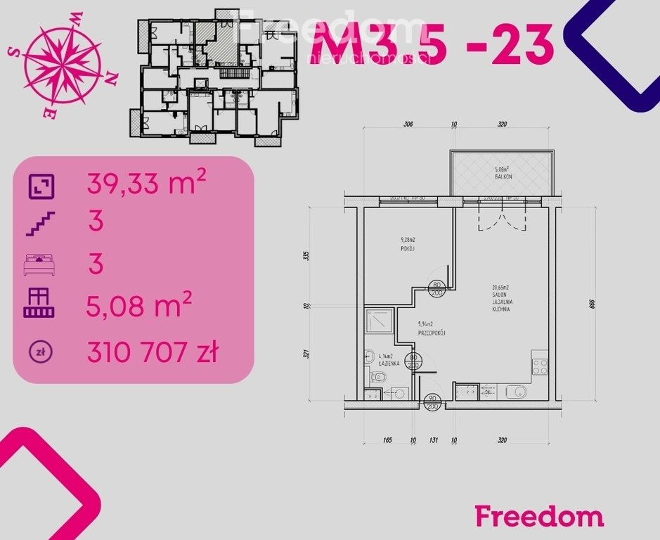 Mieszkanie dwupokojowe na sprzedaż Bonin  39m2 Foto 1