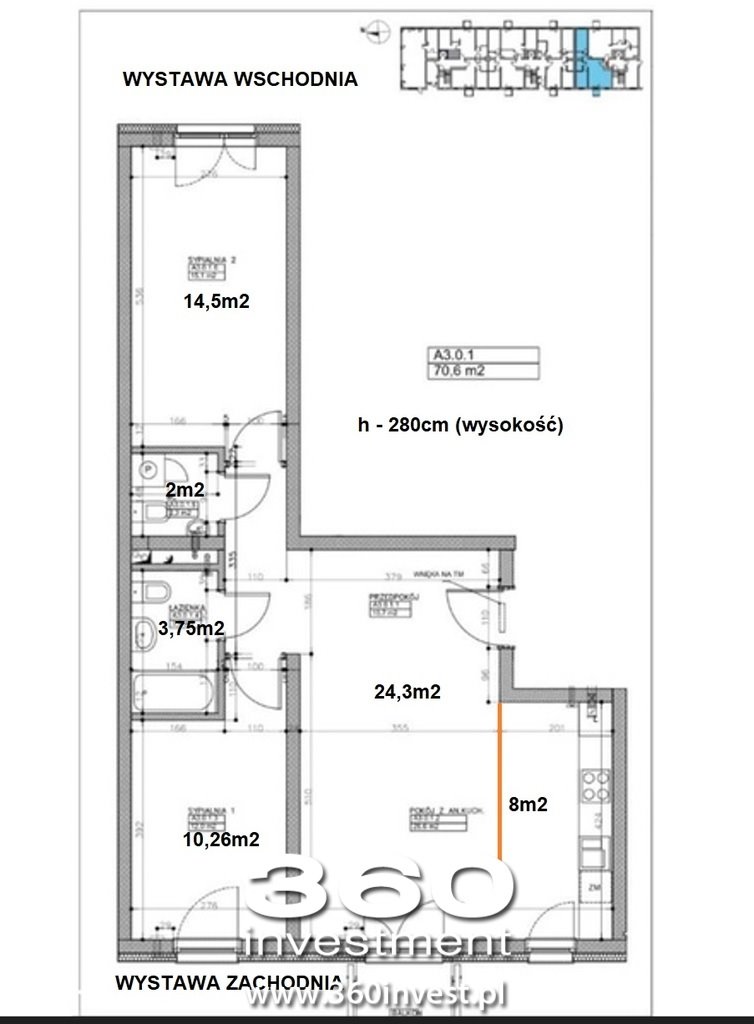 Mieszkanie trzypokojowe na sprzedaż Szczecin, Centrum  71m2 Foto 9