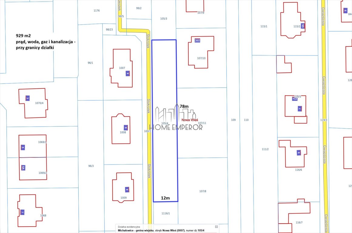 Działka budowlana na sprzedaż Nowa Wieś, Stokrotek  929m2 Foto 1