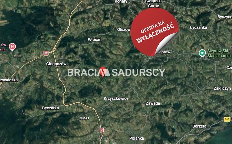 Działka 868 m² w Krzyszkowicach – spokój i świetna komunikacja Myślenice, Krzyszkowice  868m2 Foto 1