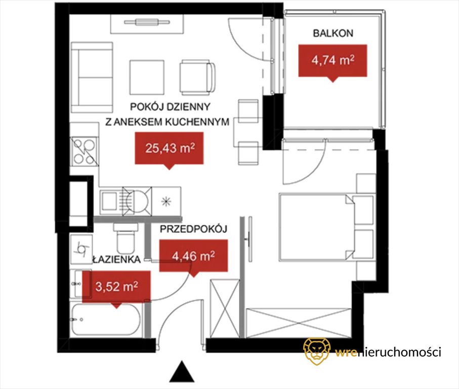 Mieszkanie dwupokojowe na sprzedaż Wrocław, Kleczków, Władysława Reymonta  33m2 Foto 5