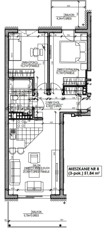 Mieszkanie trzypokojowe na sprzedaż Rzeszów, Staroniwska  52m2 Foto 1