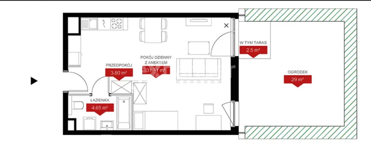 Mieszkanie dwupokojowe na sprzedaż Poznań, Jeżyce  40m2 Foto 2