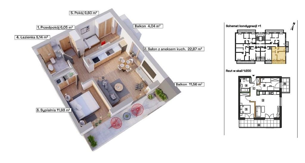 Mieszkanie trzypokojowe na sprzedaż Katowice, Wełnowiec, Modelarska  57m2 Foto 2