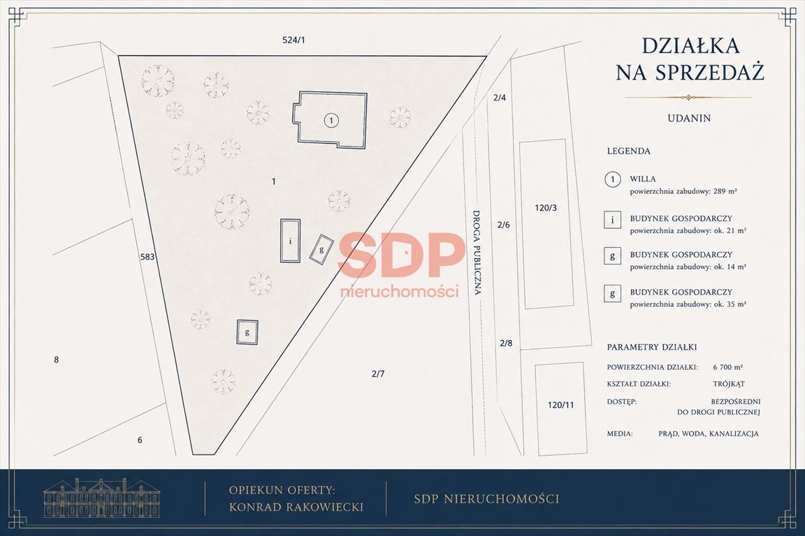 Działka z willą i zabytkowym parkiem w Udaninie (6 700 m²) Piekary, Główna  6 700m2 Foto 1