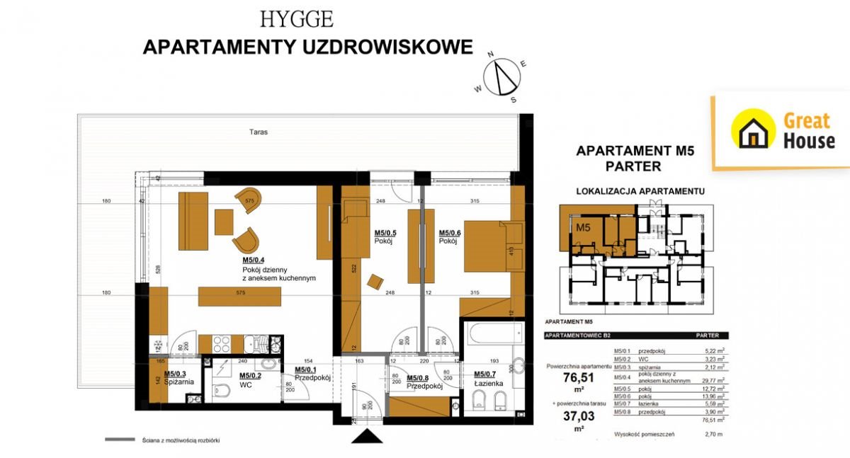 Apartament premium 76,5 m2 z tarasem 37 m2 w Busku Busko-Zdrój, Ludwika Waryńskiego  77m2 Foto 1