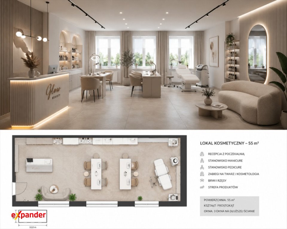 Lokal usługowy 55 m² pod branżę beauty w Rzeszowie Rzeszów, Mieszka I, Aleja Armii Krajowej  55m2 Foto 1