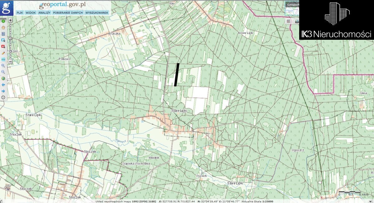 Działki Stare Lipki 2,13ha, szer. 35m, 30 zł/ha Stare Lipki  10 000m2 Foto 1