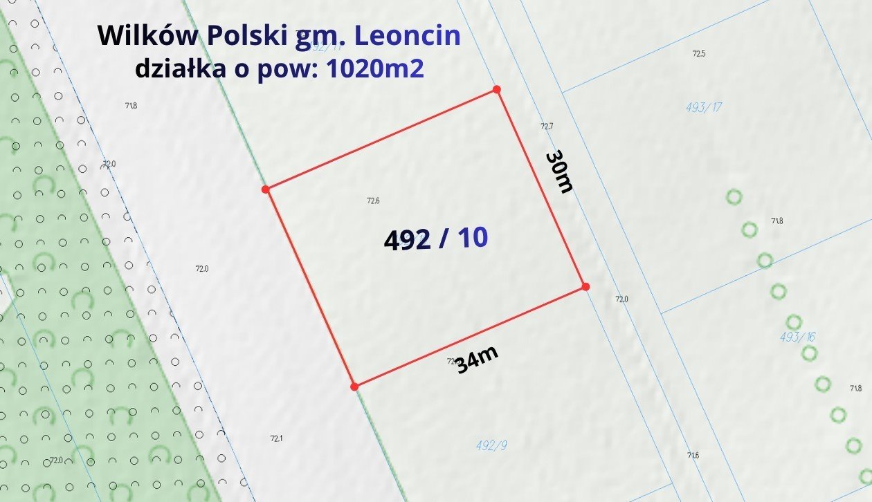 Działka 1020m² w Wilkowie Polskim, spokojna okolica - polecam! Wilków Polski, Leśna  1 020m2 Foto 1