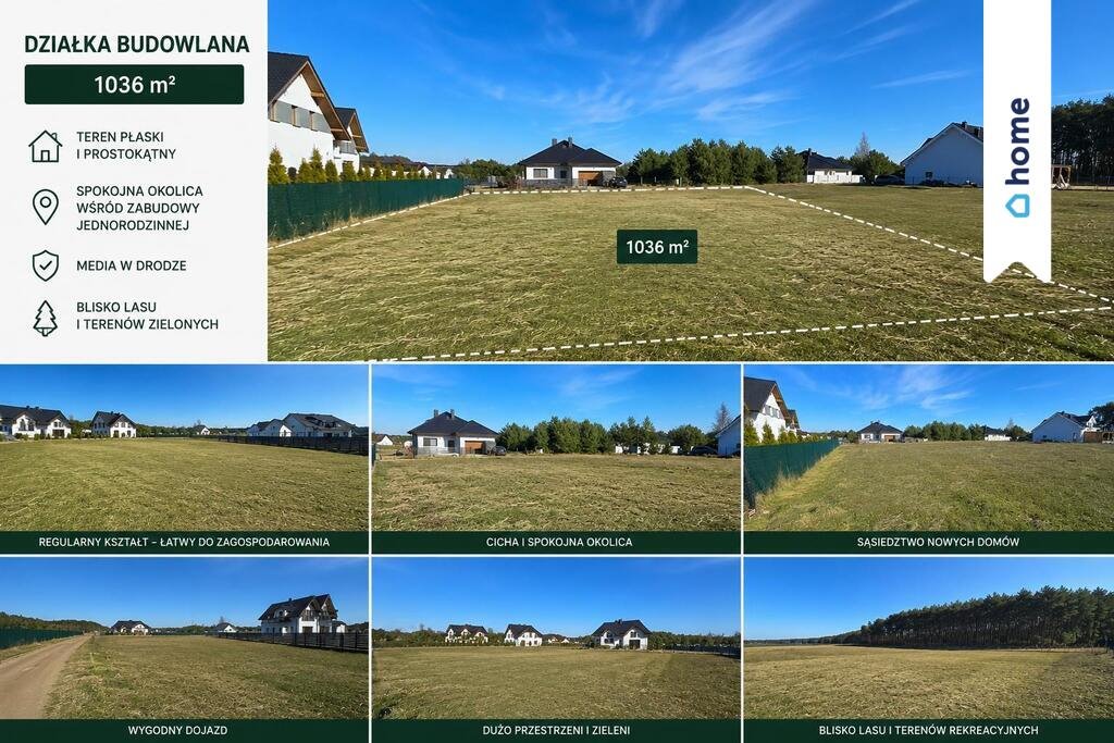 Działka pod dom w zielonej okolicy, 1036 m², media Lubochnia, Osiedle Sosnowe  1 036m2 Foto 1