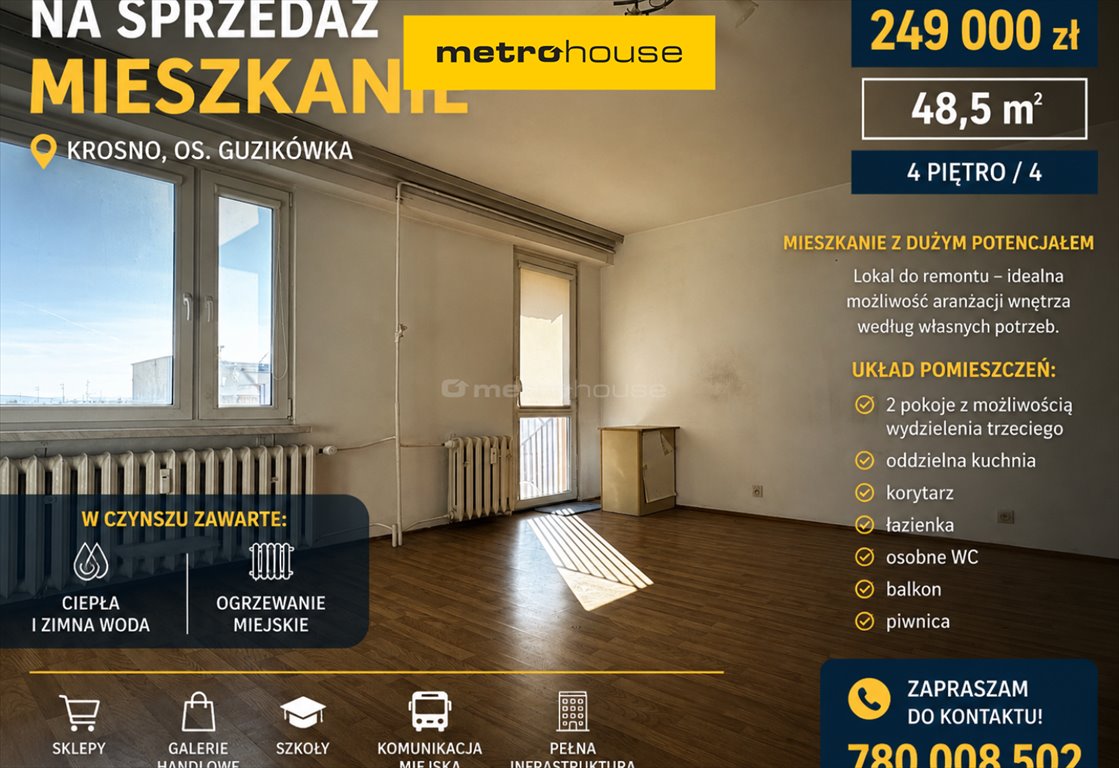 Krosno, 48,5 m² do remontu z balkonem - zapraszam Krosno  49m2 Foto 1