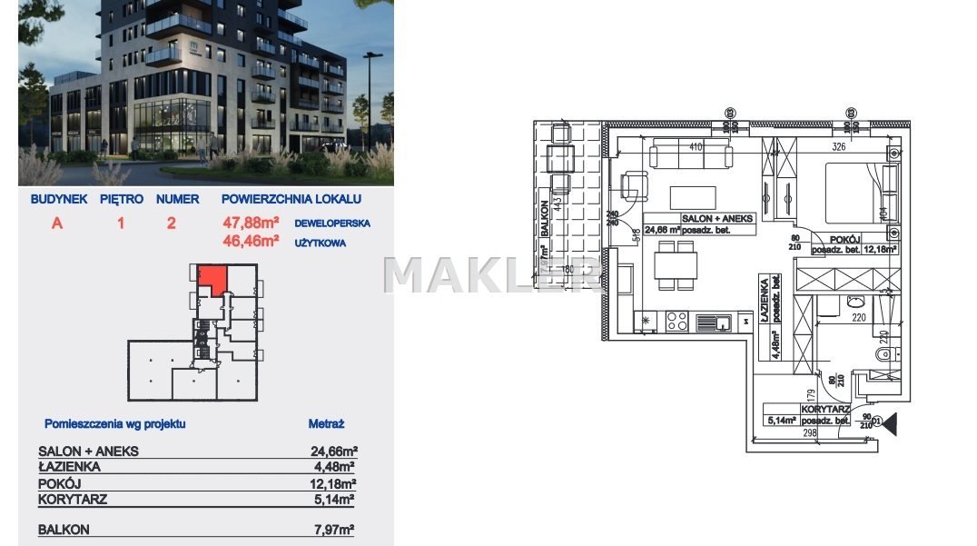 Mieszkanie dwupokojowe na sprzedaż Bydgoszcz, Bartodzieje  46m2 Foto 5