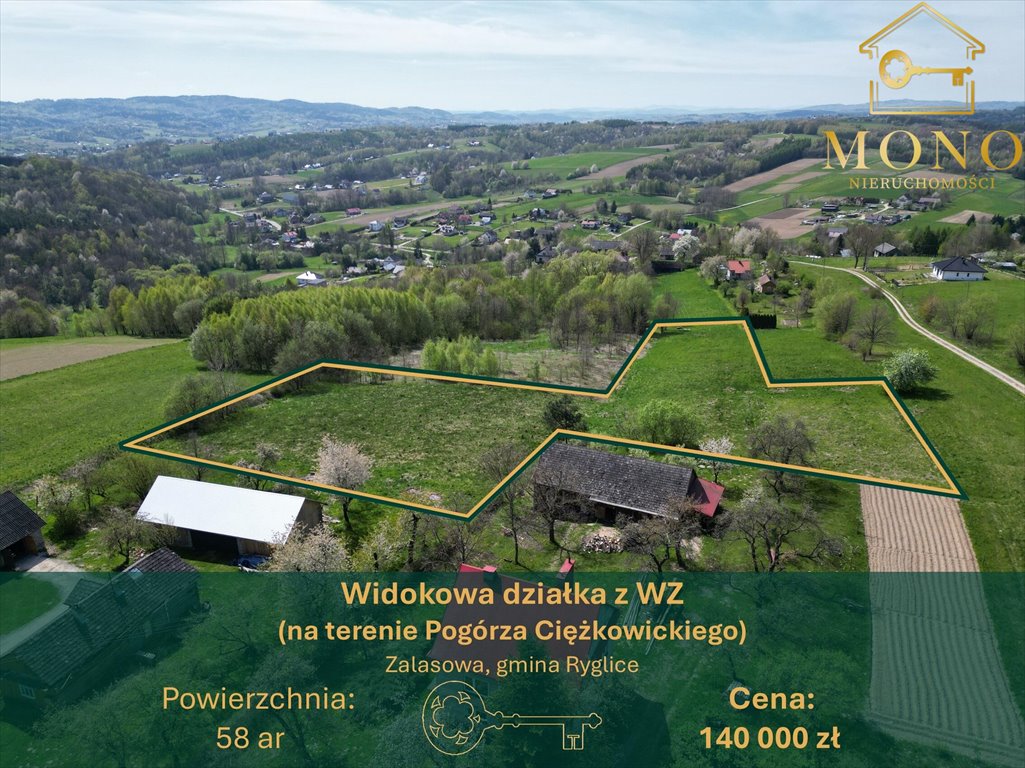 Malownicza działka 58 ar z widokiem na góry i lasy Zalasowa  5 800m2 Foto 1