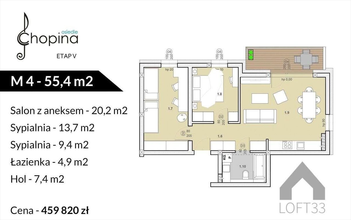 Mieszkanie trzypokojowe na sprzedaż Jaworzno, ul. Fryderyka Chopina  55m2 Foto 16