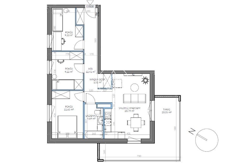 Przestronne 4-pokojowe mieszkanie w Kapuściskach, 69,51 m2 Bydgoszcz, Kapuściska, Sandomierska  70m2 Foto 1