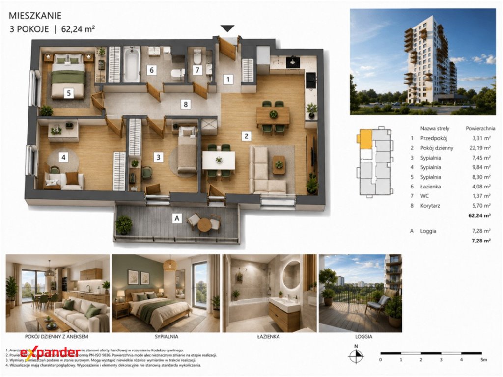 Mieszkanie 62 m² w Rzeszowie (blisko parku i komunikacji) Rzeszów, Przybyszówka, Technologiczna  62m2 Foto 1