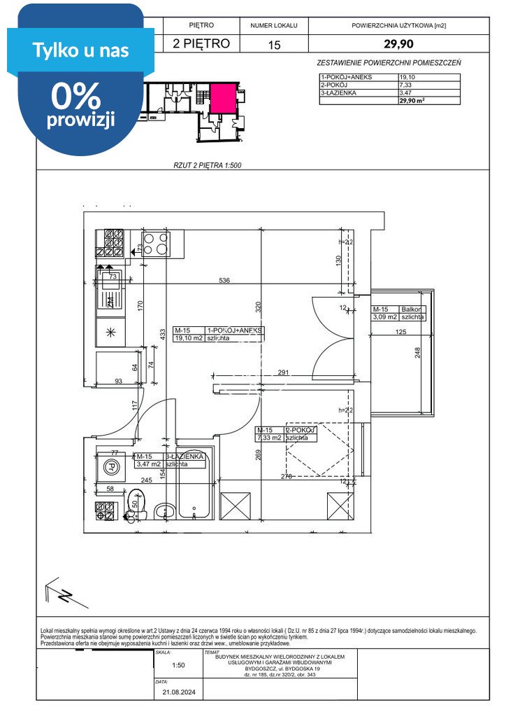 Atrakcyjne 29,9 m² w Fordonie – idealne dla singla lub pod inwestycję Bydgoszcz, Fordon, Bydgoska  30m2 Foto 1
