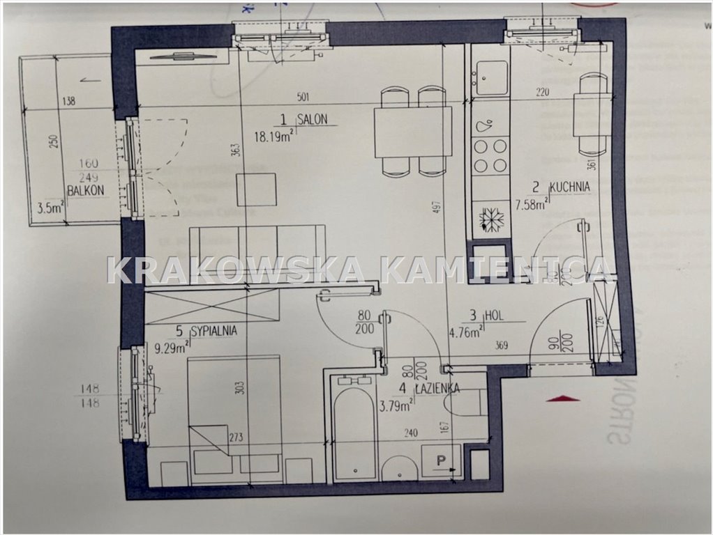 Mieszkanie dwupokojowe na sprzedaż Kraków, Podgórze, Myśliwska  45m2 Foto 8