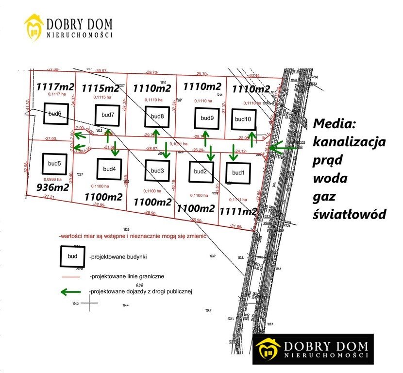 Działka 1100 m² z mediami, asfalt, komunikacja Osowicze  1 100m2 Foto 1