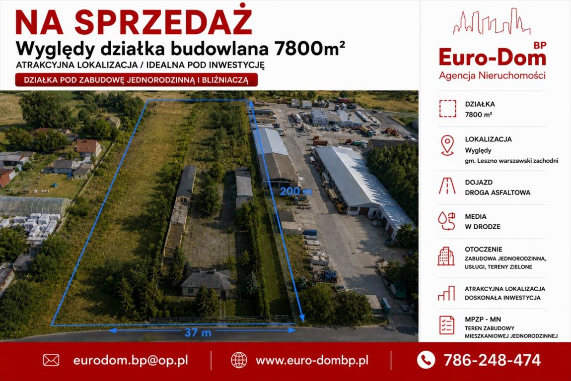 Działka pod inwestycję w Wyględach, 7 815 m², media, plan MN Wyględy  7 800m2 Foto 1
