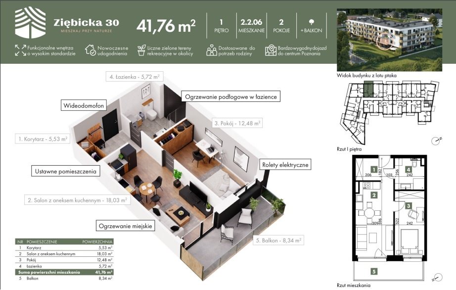 Mieszkanie dwupokojowe na sprzedaż Poznań, Grunwald, ZIĘBICKA 30A  42m2 Foto 20