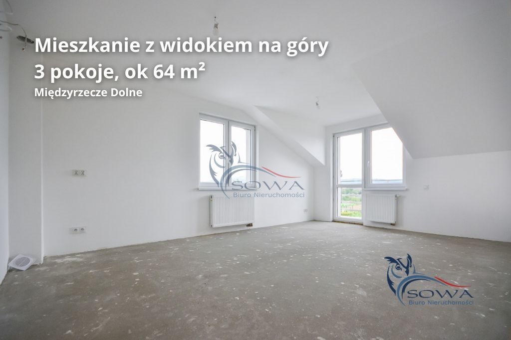 Na sprzedaż przestronne 3-pokojowe mieszkanie 64,2 m² z widokiem na góry Międzyrzecze Dolne  64m2 Foto 1