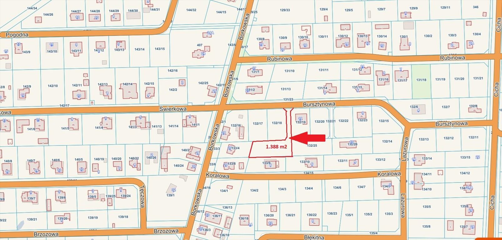 Działka budowlana 1388 m² blisko morza, uzbrojona Grzybowo, Bursztynowa  1 388m2 Foto 1