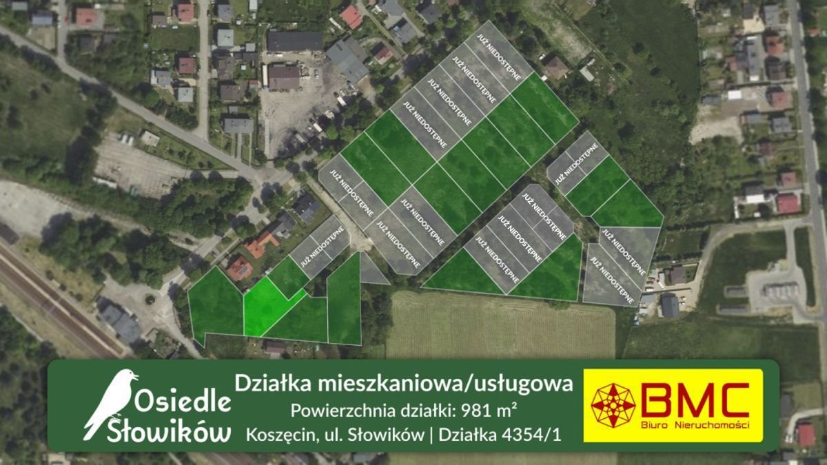 Działka budowlana 981 m² w Koszęcinie - spokojna okolica Koszęcin, Słowików  981m2 Foto 1