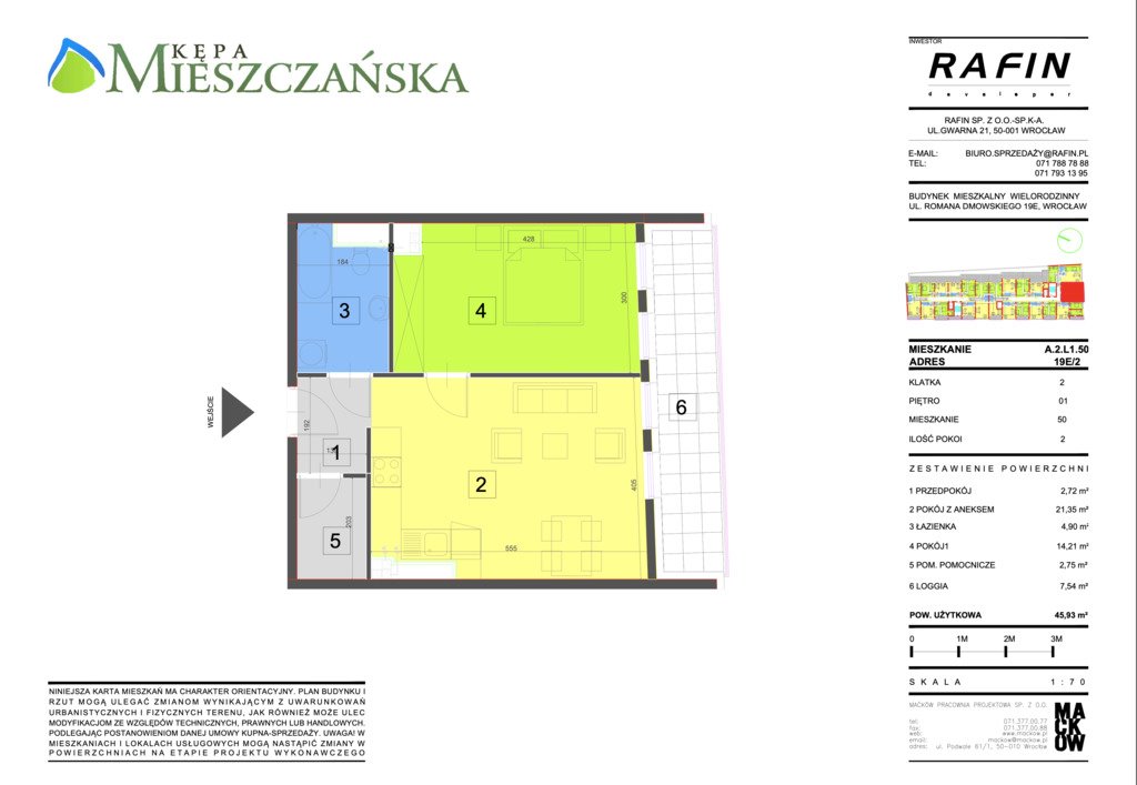 Mieszkanie dwupokojowe na sprzedaż Wrocław, Stare Miasto, Most Romana Dmowskiego  46m2 Foto 15