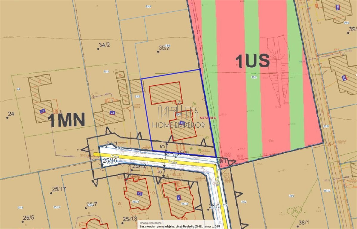 Działka 1196 m² pod dom jednorodzinny, media w granicy Mysiadło, Polna  1 196m2 Foto 1