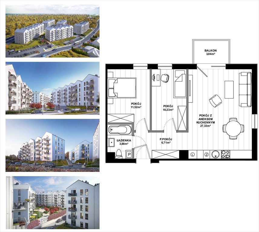 Mieszkanie trzypokojowe na sprzedaż Gdańsk, Ujeścisko-Łostowice, Ujeścisko, Wielkopolska  62m2 Foto 4