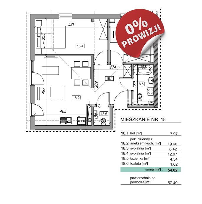 Mieszkanie trzypokojowe na sprzedaż Krzyszkowice, Zawada, Zawada, Słowińska  45m2 Foto 3