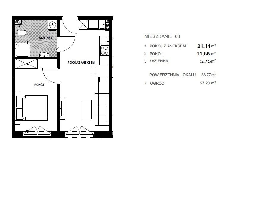 Mieszkanie dwupokojowe na sprzedaż Zgorzelec  39m2 Foto 1