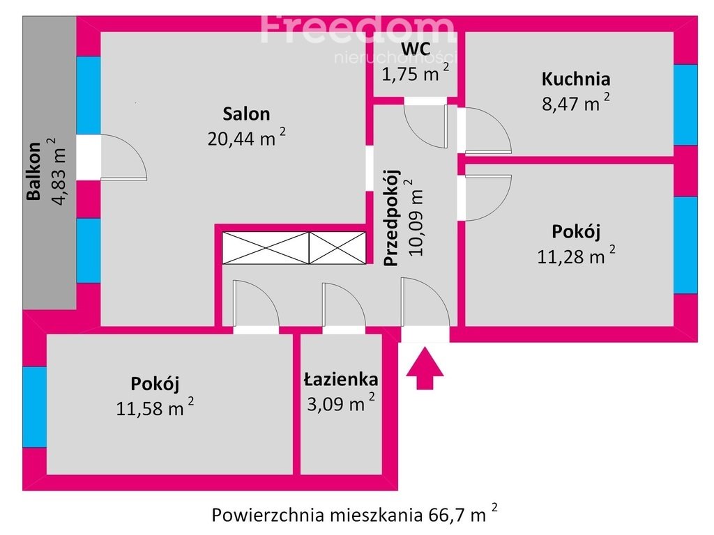 Mieszkanie trzypokojowe na sprzedaż Rzeszów, Stanisława Mikołajczyka  67m2 Foto 5