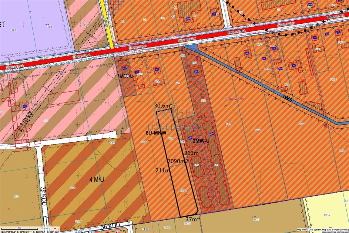 Działka 7090 m² pod zabudowę usługową lub mieszkaniową: Stara Iwiczna: Słoneczna
