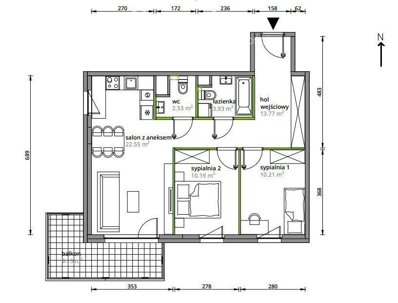 Mieszkanie trzypokojowe na sprzedaż Warszawa, Praga-Południe, Grochów  63m2 Foto 1