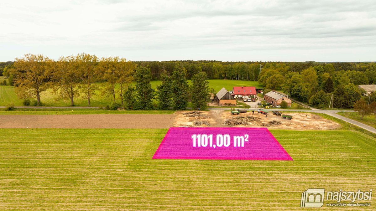 Działka budowlana 1101 m² z mediami, spokojna okolica Nowogard, Dąbrowa Nowogardzka  1 101m2 Foto 1