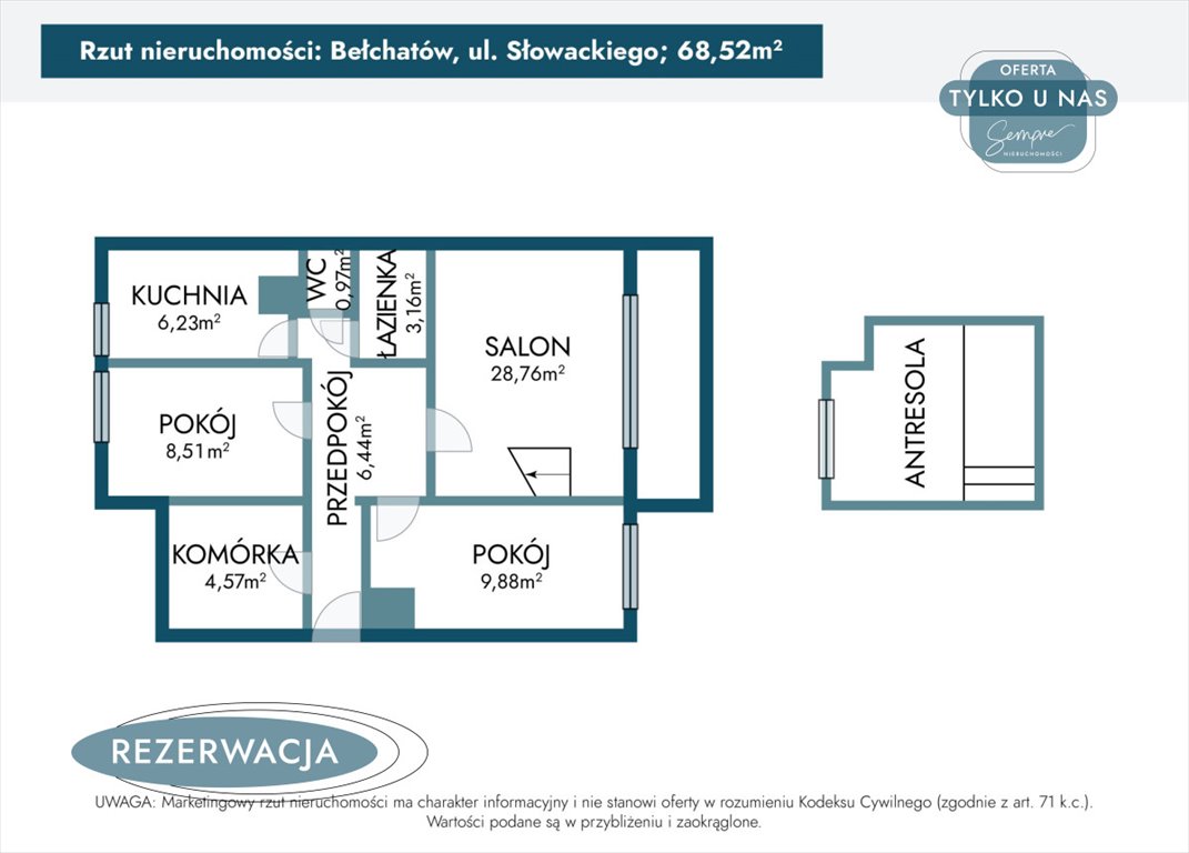 Mieszkanie czteropokojowe  na sprzedaż Bełchatów, Juliusza Słowackiego  69m2 Foto 4