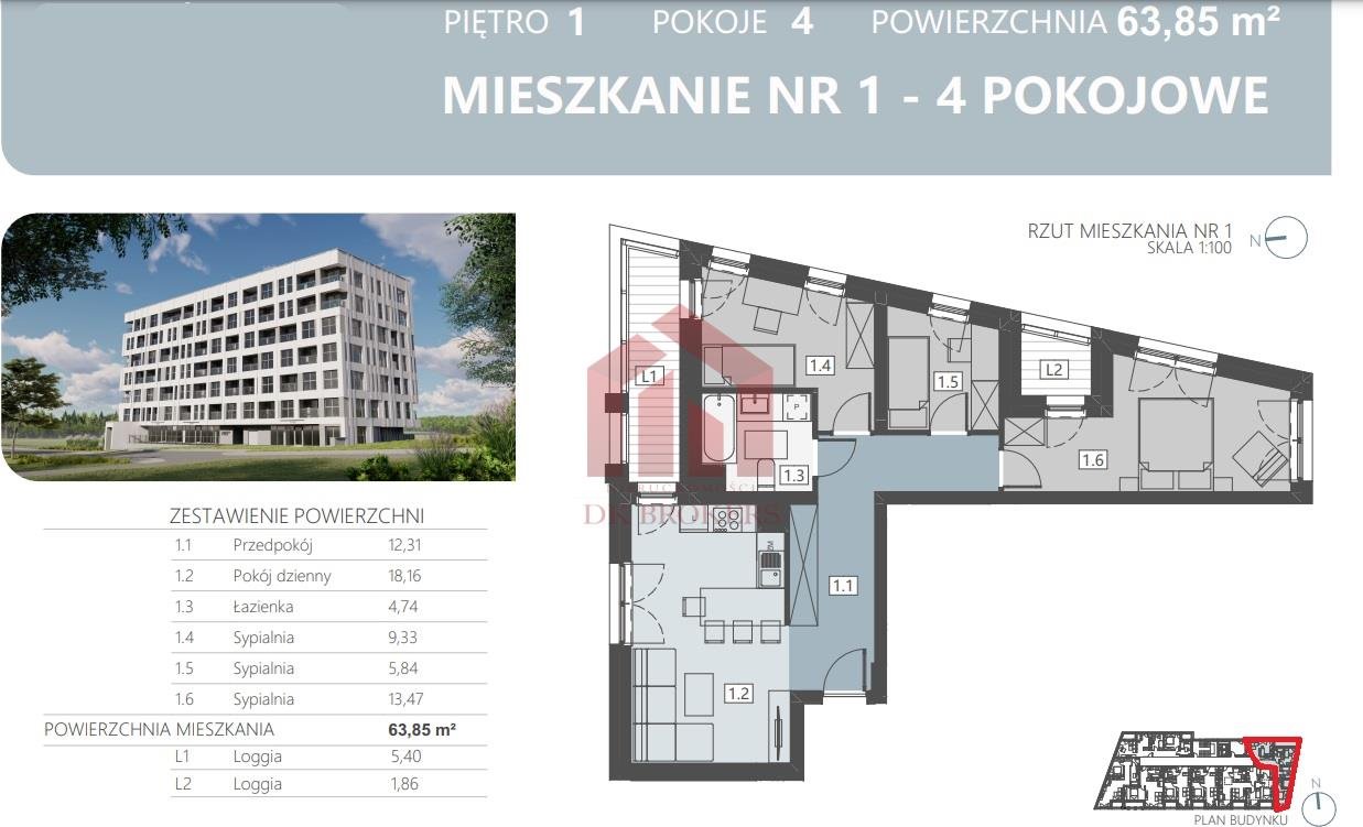 Mieszkanie czteropokojowe  na sprzedaż Rzeszów, Pańska  64m2 Foto 2