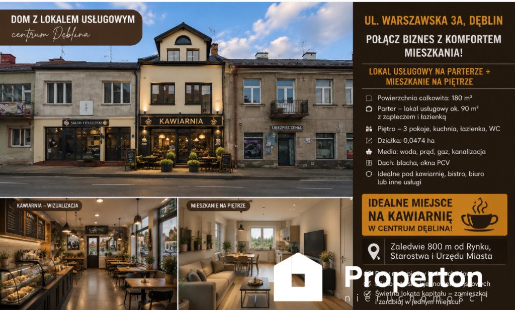 Na sprzedaż dom bliźniak z lokalem usługowym 180 m² w Dęblinie Dęblin, Warszawska  180m2 Foto 1